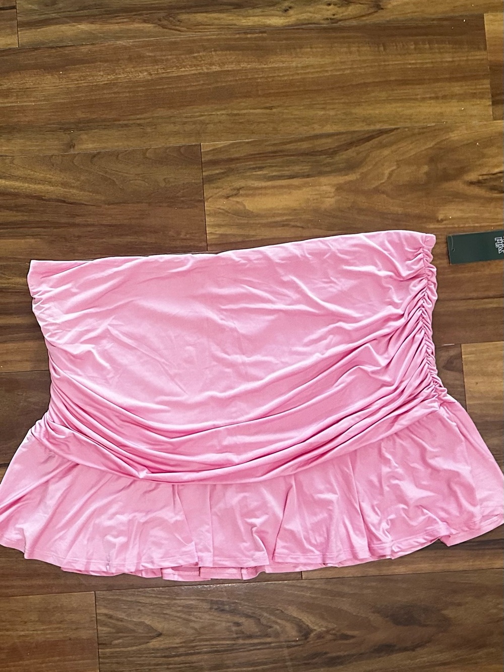 wild fable Pink Ruched Mini Skirt with Ruffle Hem